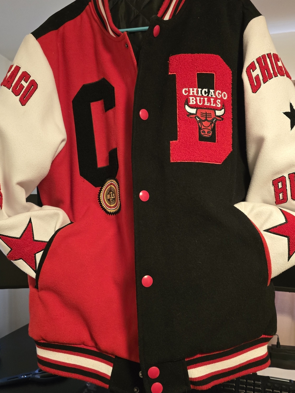 Mens Red & Black Varsity Jacket